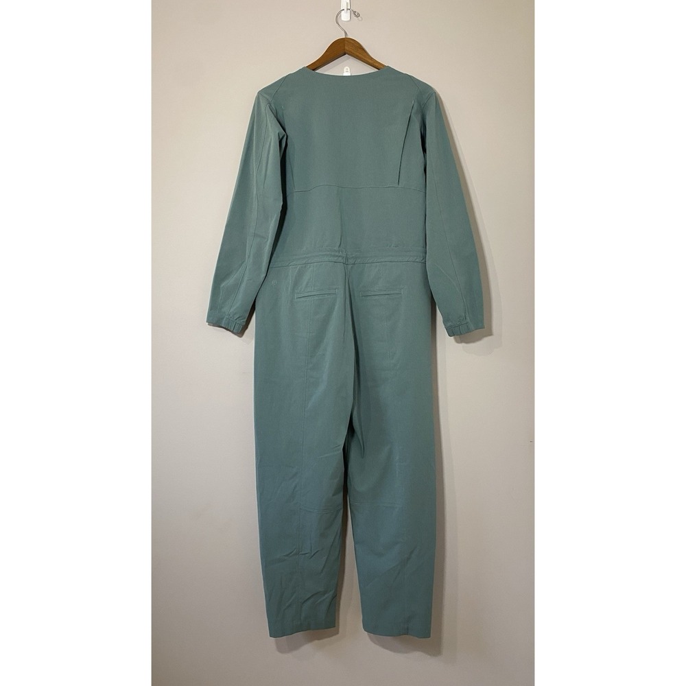 Lululemon Woven Air Zippered Jumpsuit Women Sz 10 NWOT Green Relaxed Fit Stretch - Picture 3 of 5